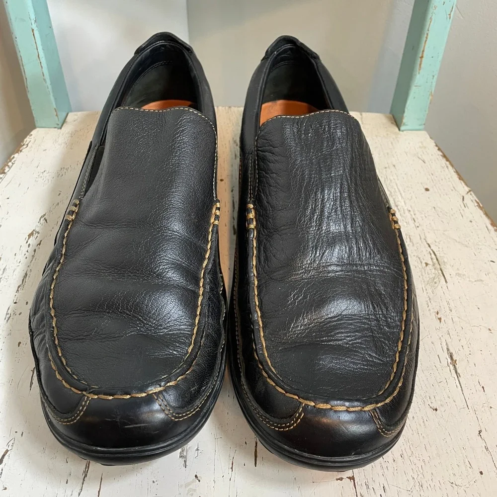 Dunham by New Balance Mens Black Leather Slip On Loafers C03557 15W